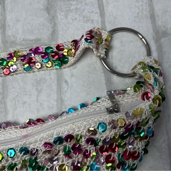 Y2K Sequin Multicolor Crochet Handbag Purse - Picture 3 of 8